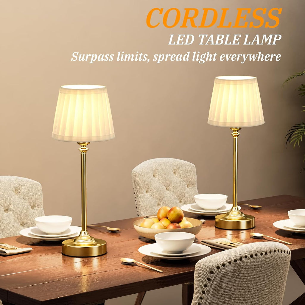 Cordless Table Lamps Rechargeable Set - 2 Pack Gold 4000mAH Battery Operated Lamps for Decor, 3000K Stepless Dimming Touch Wireless Lamp…
