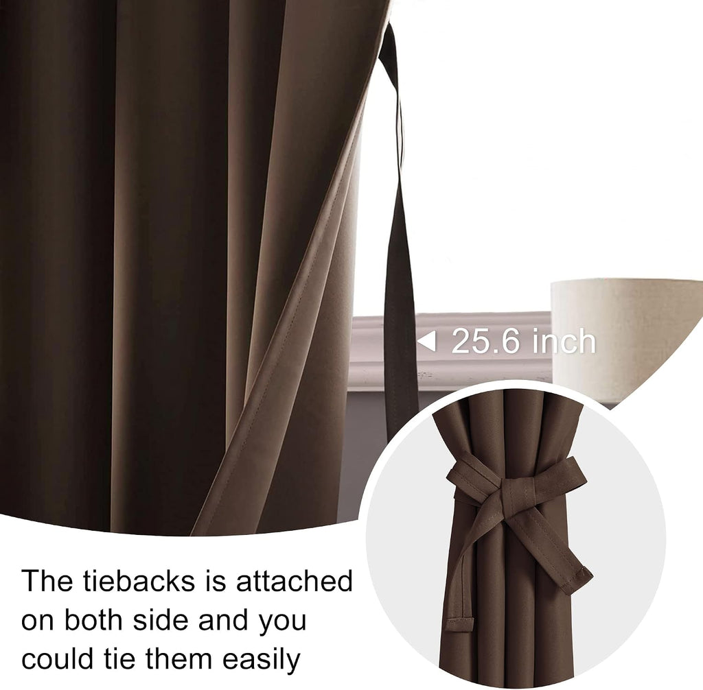 Jiuzhen Blackout Curtains for Bedroom - Thermal Insulated Room Darkening Noise Reducing, 52 x 84 Inch Length Curtains for Living Room, Set…