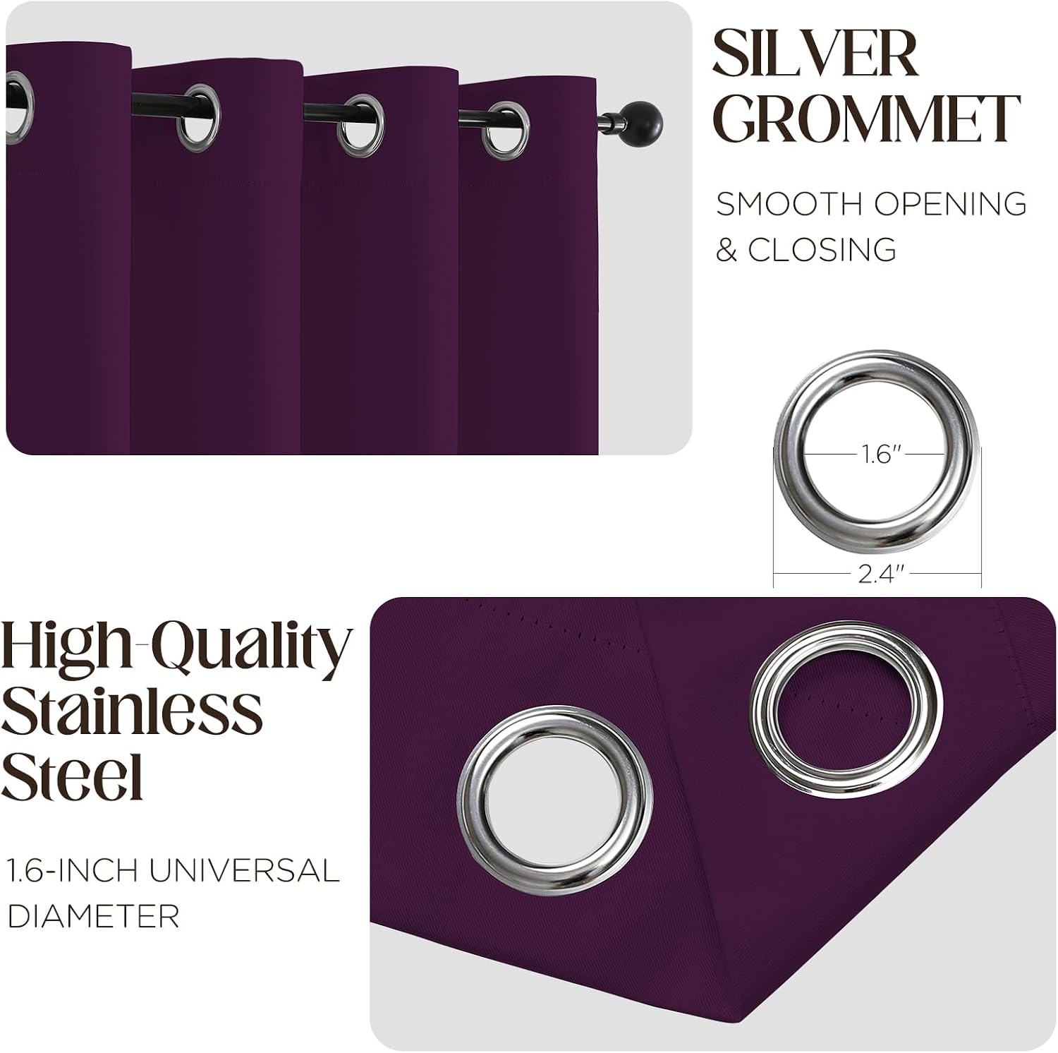 CUCRAF Custom Purple Grape Blackout Curtains 1 Panel Set, Thermal Insulated Grommet Room Darkening Curtain for Living Room Bedroom, Light…