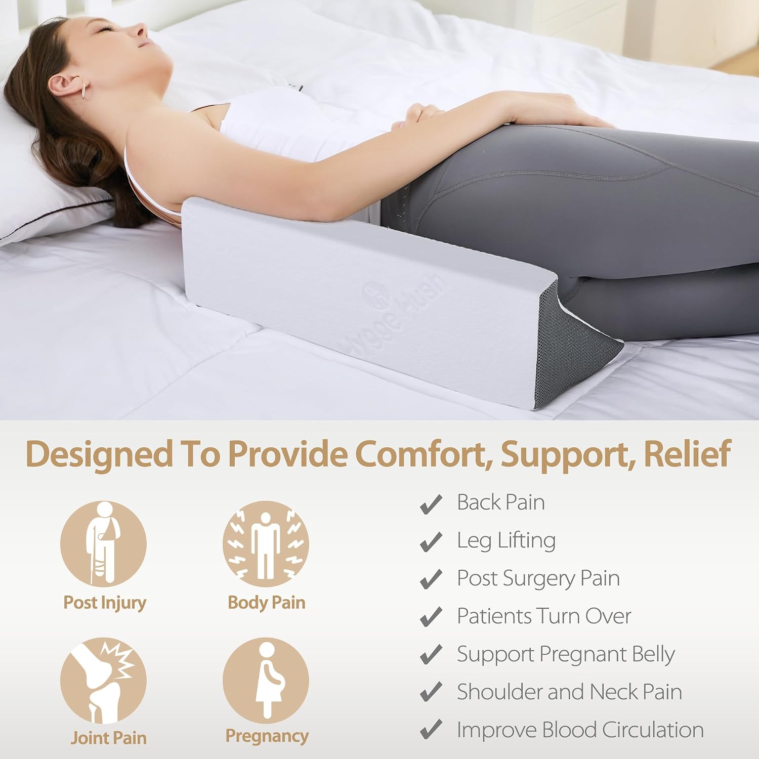 Wedge Pillow for Sleeping, Side Sleeper Body Back Positioners for Back Pain, Preventing Bedsores, After Surgery, Pregnancy Support, Ankle…
