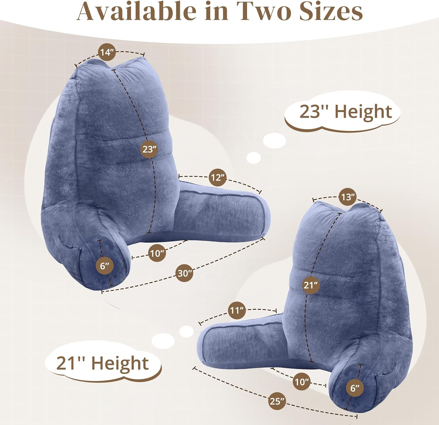 Sasttie Reading Pillow, Pillows for Reading or Relaxing – Ergonomic Support for Head, Neck, Back, and Lumbar, 21-Inch, Greyish Purple Grey
