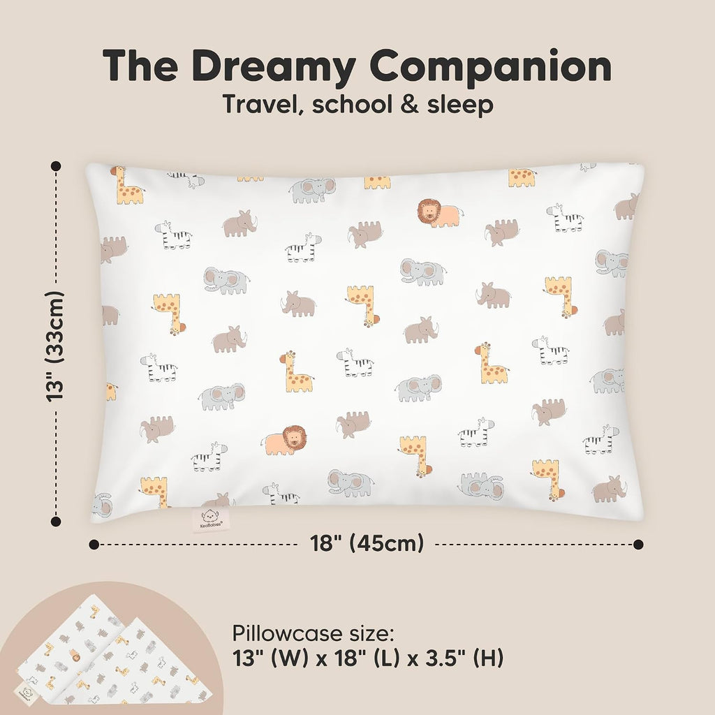 Toddler Pillow with Pillowcase - 13x18 My Little Dreamy Kids Travel Bed Pillows for Sleeping, Organic Cotton Small Pillowcase, Soft &…