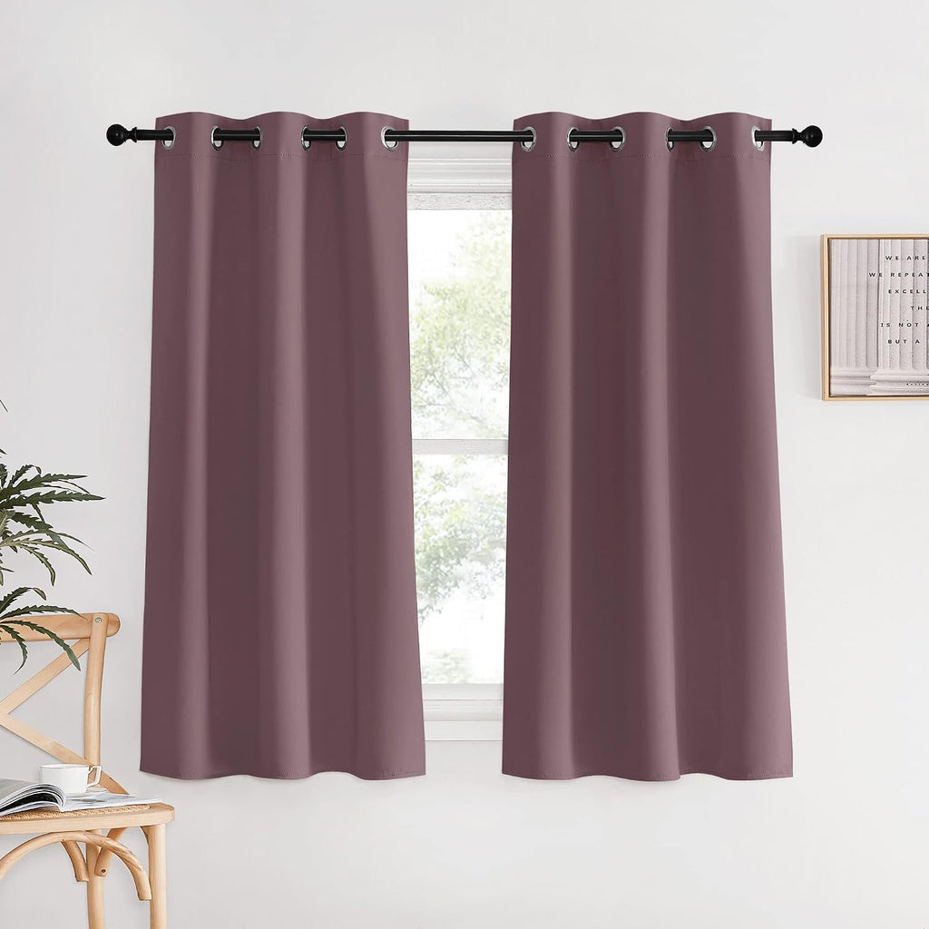 NICETOWN Kitchen Curtains, Short Curtains for Bedroom Windows, Dry Rose, 34" W by 60" L, 1 Pair, Thermal Insulated Room Darkening Curtain…