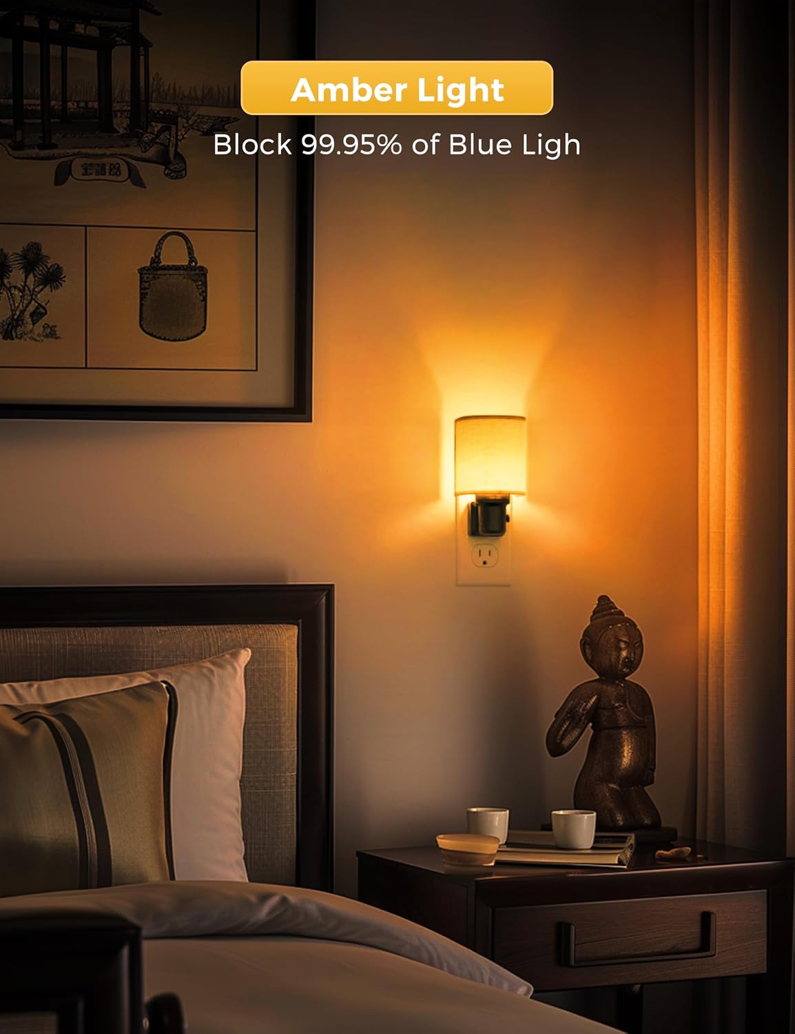 L LOHAS LED Amber Night Lights Plug into Wall, Plug in Night Light Dimmable, Farmhouse Decorative Nightlights Plug in Wall, Light Sensor…