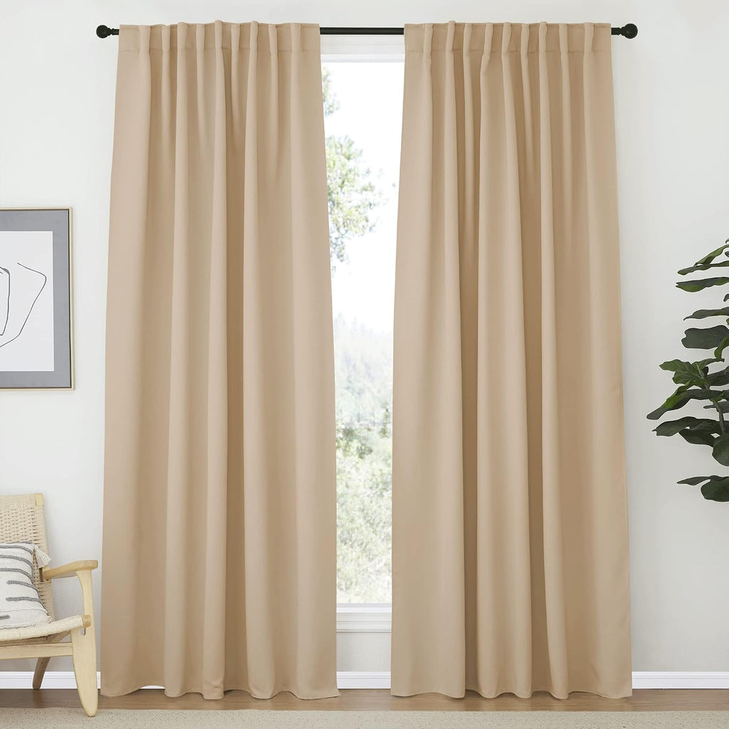 Nicetown Window Treatment Elegant Curtains - (Biscotti Beige Color) 70 X 84, 1 Pair, Room Darkening Curtains and Drapes for Bedroom