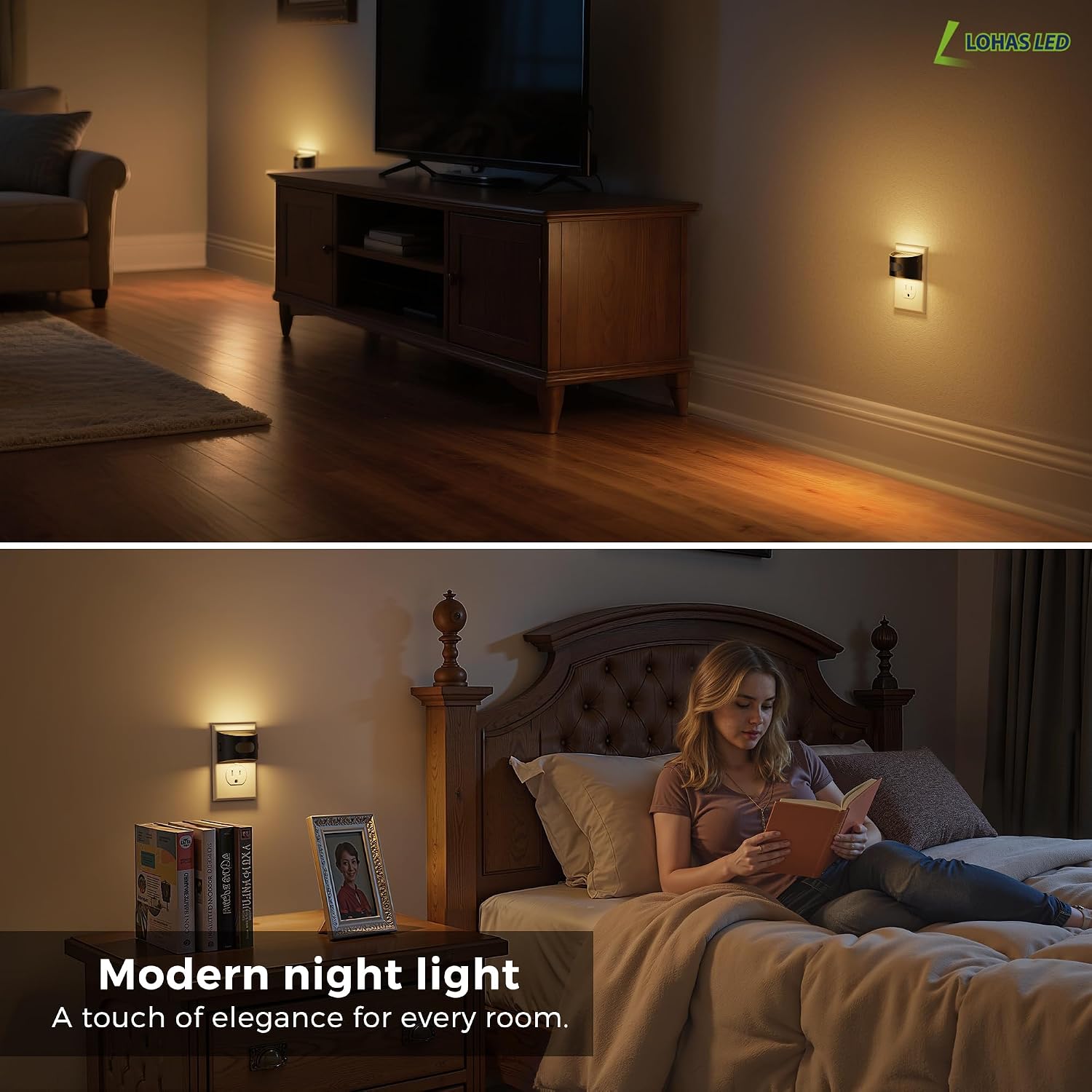 L LOHAS LED Motion Sensor Night Light, Night Lights Plug into Wall with with Motion Sensor & Dusk to Dawn Sensor, Motion Activated LED…