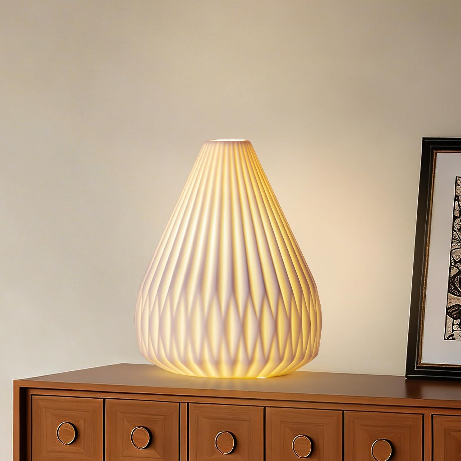 ZUIKAIG 9.1" Modern Ceramic Table Lamp, White Bedside Table lamp, Night Lamp, Decorative Lamp, Ambient Lighting, Artistic lamp, Suitable…