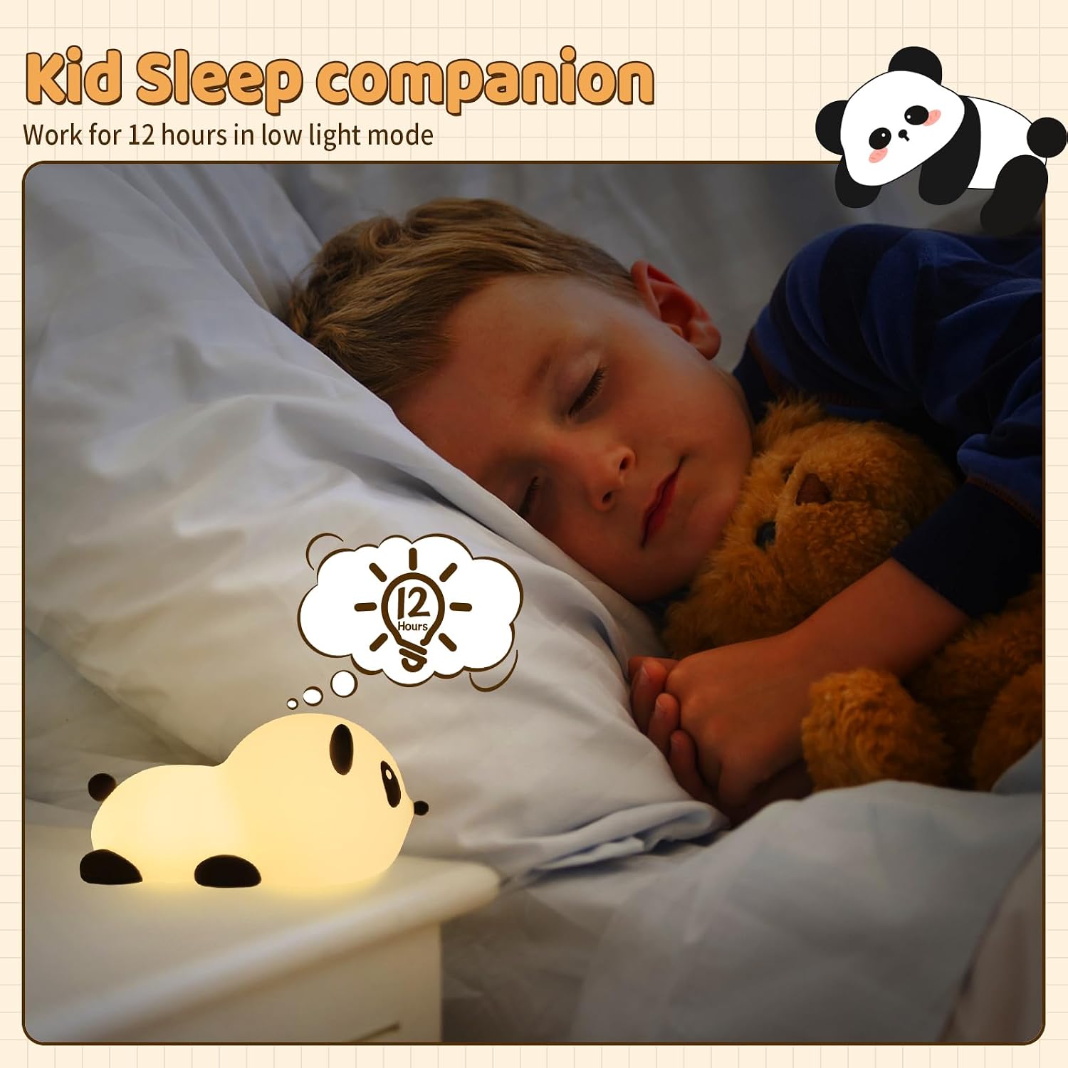 Saluoke Panda Night Light for Kids: Squishy Silicone Animal Light,7 Soft Colors, Tap Control, Rechargeable, Sleep Timer, Battery Baby Nightligh…