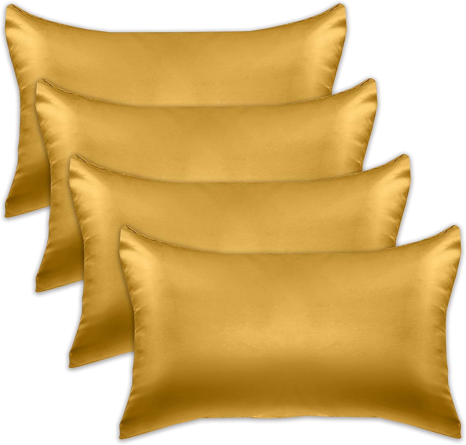 Elegantcomfort Elegant Comfort 4-Pack Cooling Viscose Satin Pillowcase Set with Hidden Zipper Closure, Silky Smooth for Hair and fabric…