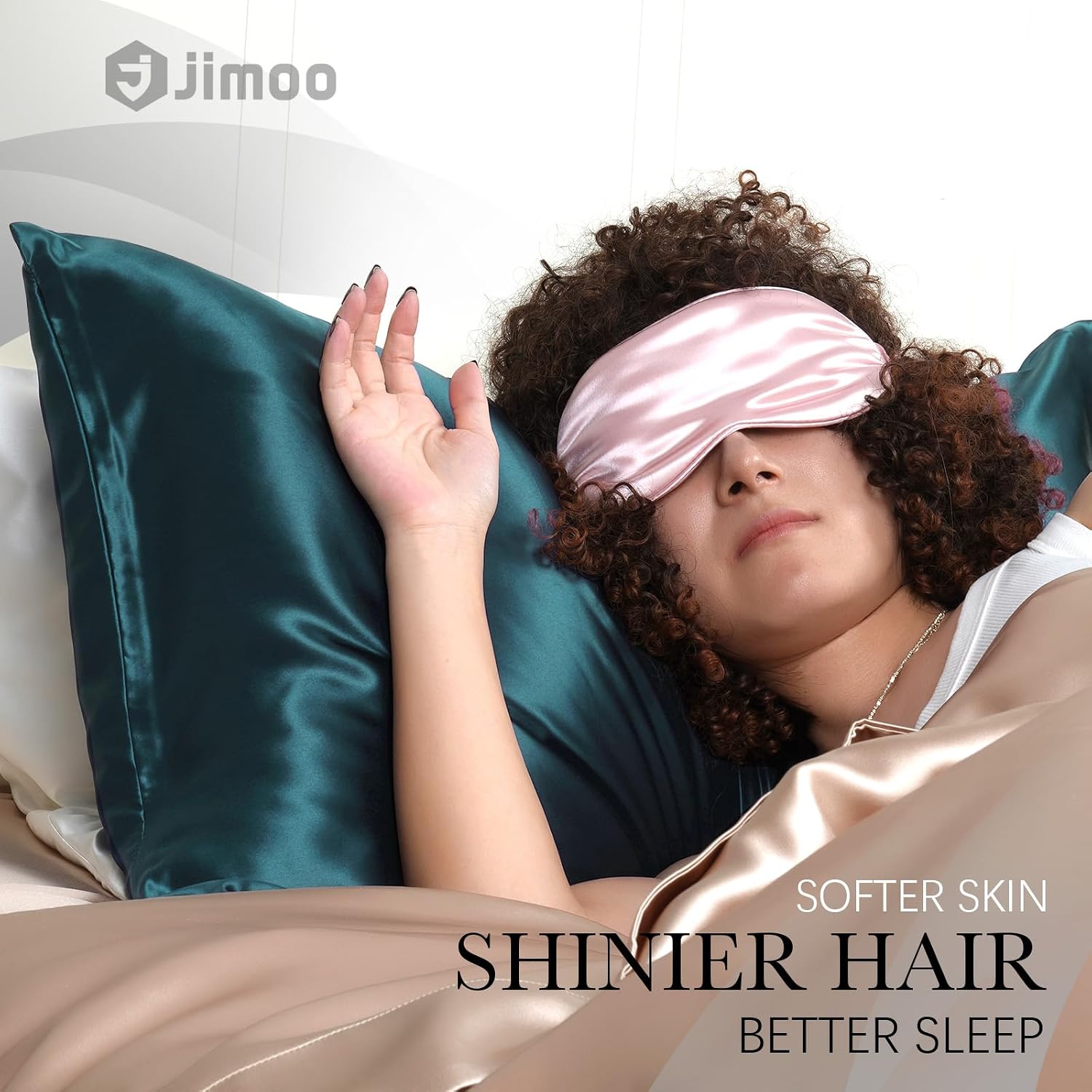 Jjimoo 100% Mulberry Silk Pillowcase for Hair and Skin, 22 Momme Pure Natural Silk Pillow Case Both Sided with Zipper, Pillow Cover for Wom…