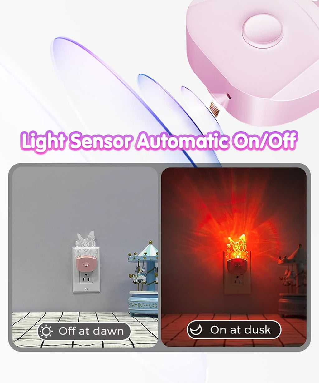 L LOHAS LED Kids Night Light, 8 RGB Color Changing Butterfly Night Lights with Dusk to Dawn Sensor, Acrylic Nursery Nightlight for Baby…