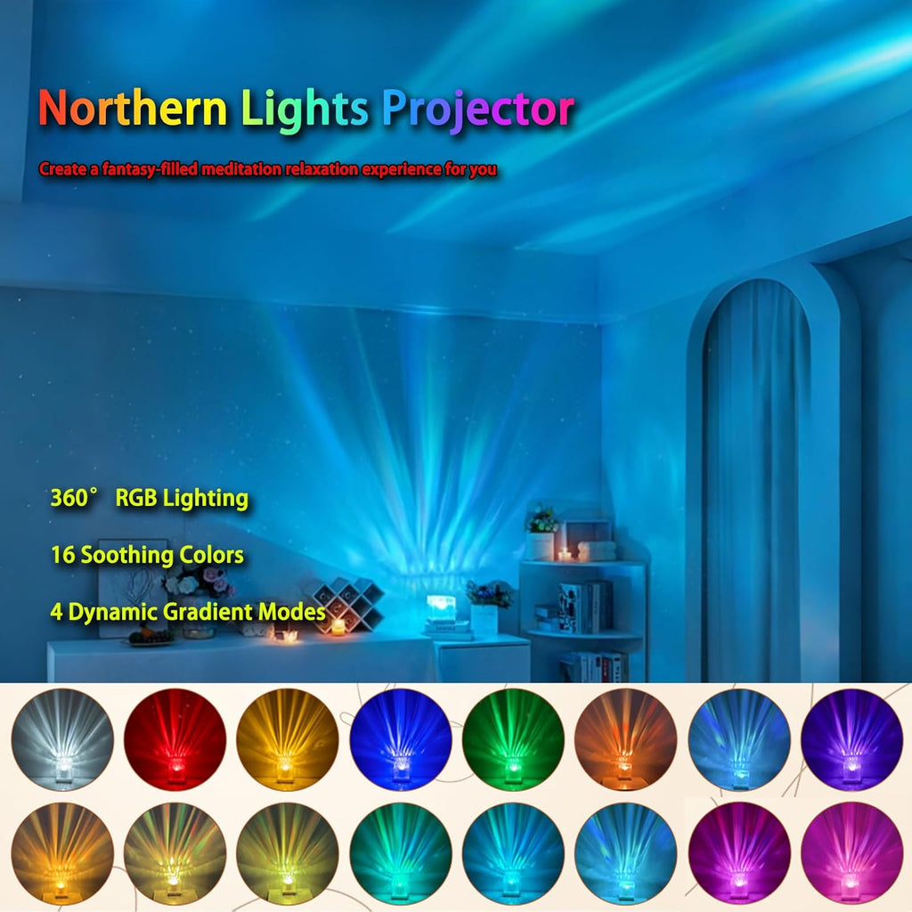Northern Lights Projector, 16 Colors Rechargeable Aurora Light Projector & Mood Lighting Galaxy Lamp, App Remote Night Light for Bedroom…