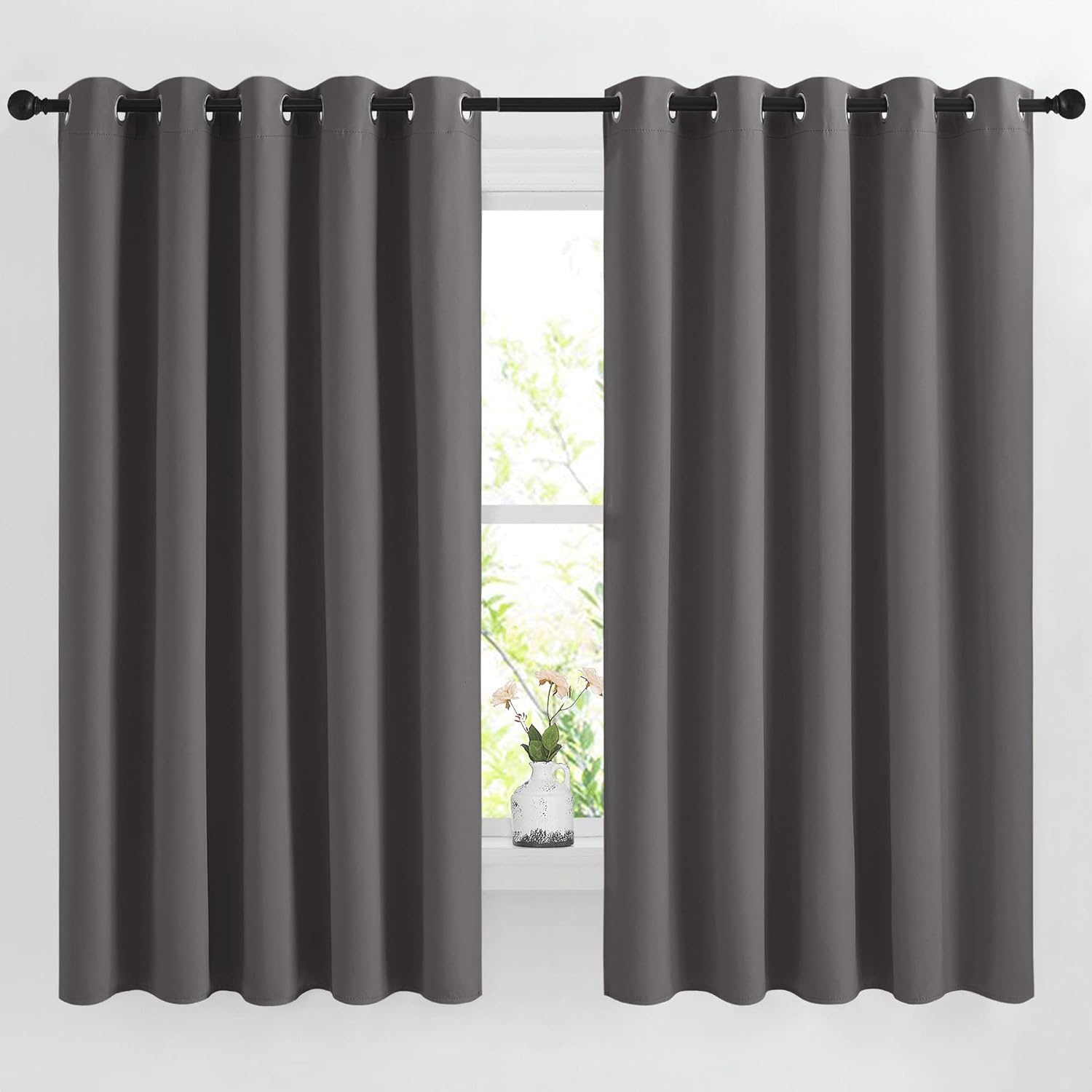 Nicetown Blackout Curtains Panels for Bedroom - 3 Pass Microfiber Noise Reducing Thermal Insulated Solid Ring Top Blackout Window Drapes (2…