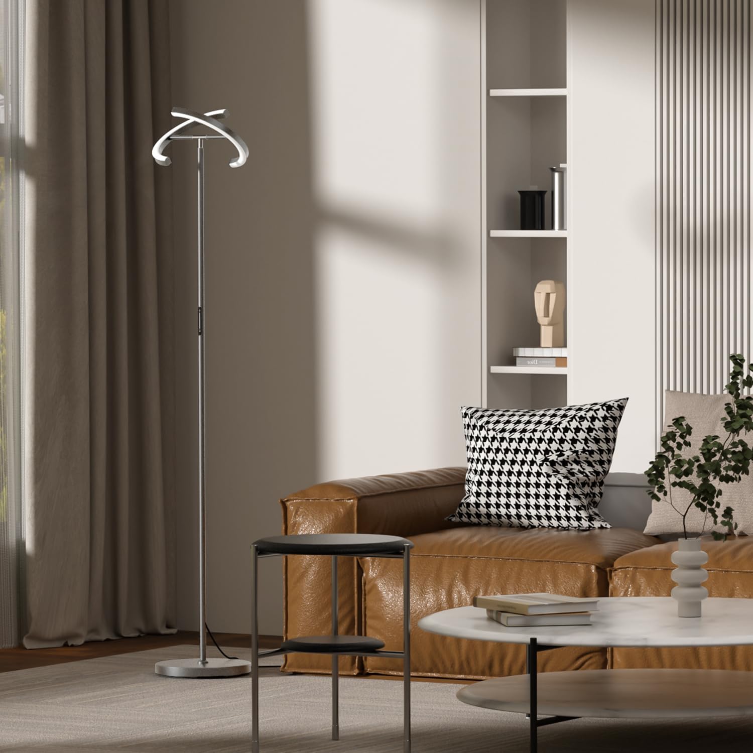SIBRILLE Gunmetal Gray LED Floor Lamp - Rotatable Standing Lamp for Living Room Bedroom, 22W Dimmable Floor Readig Light with…