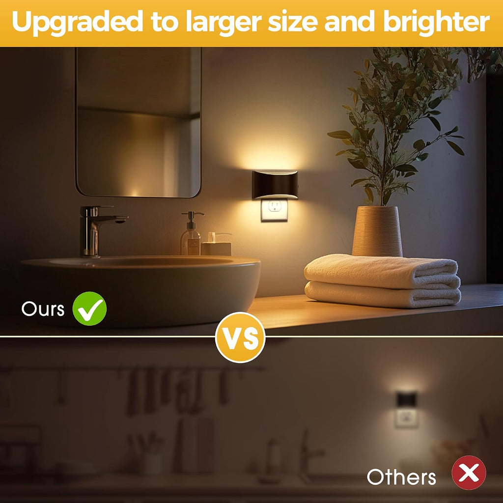 Llohasled L LOHAS LED Night Lights Plug into Wall, 2 Pack Dimmable Modern LED Bright Night Light for Kids, Dusk to Dawn Sensor, 0-150LM Adju…