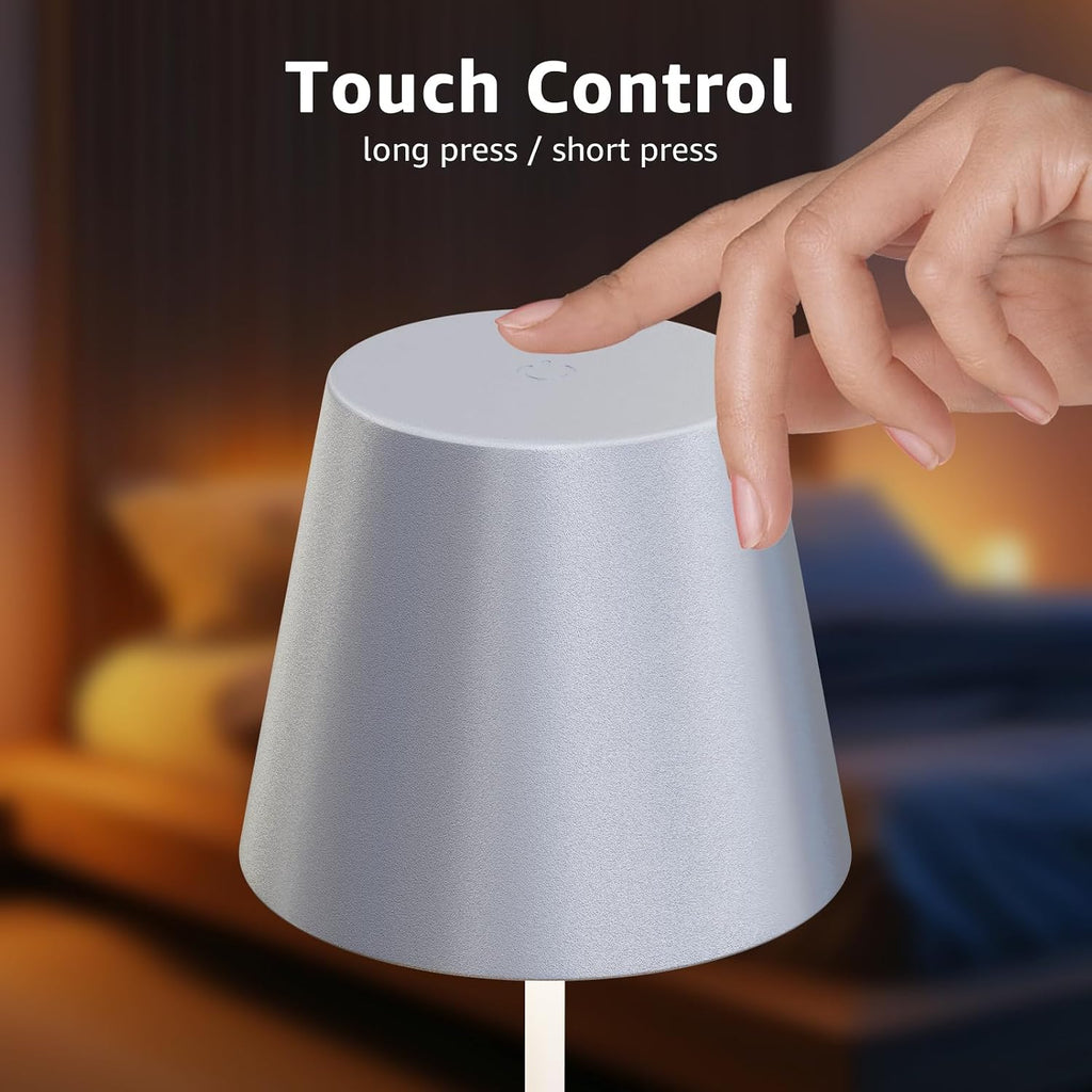 uuffoo 2 Pack Cordless Table Lamp Rechargeable 5000mAH Battery Operated Lights Touch Control LED Portable Desk Lamps 3 Color Dimming for…