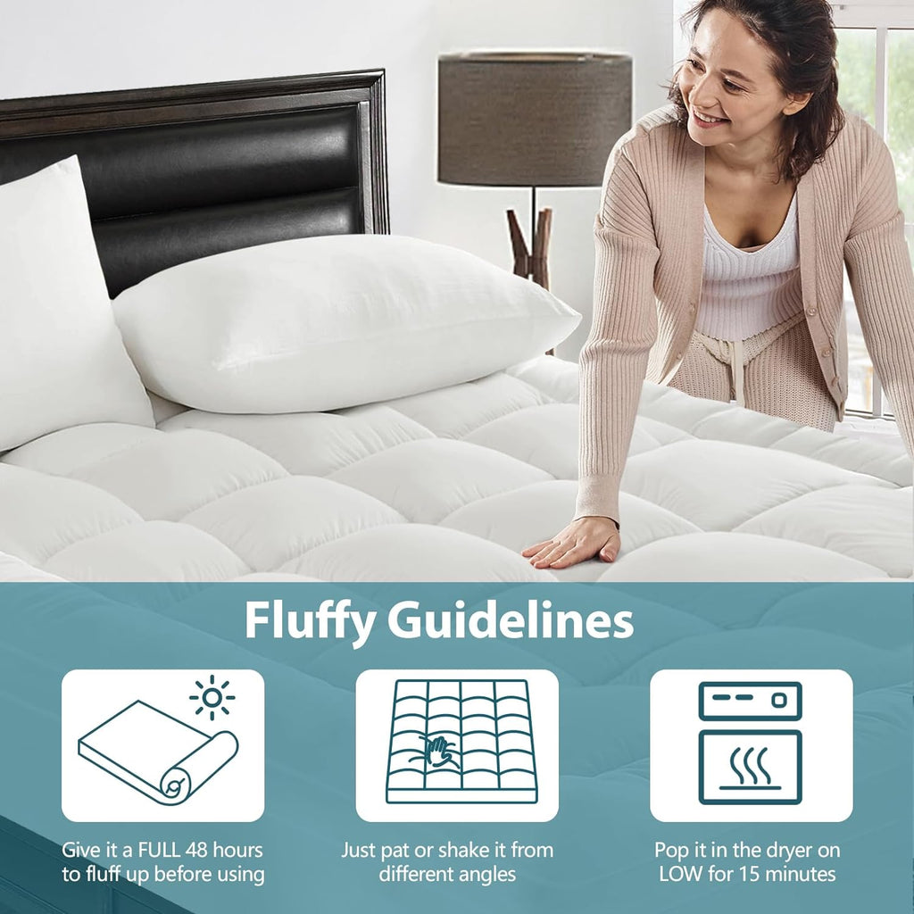 CYMULA California King Mattress Topper - Extra Thick Cooling Mattress Pad Cover for Back Pain - Soft Mattress Protector Bed Topper Pillow…