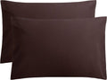 FLXXIE Pillow Cases Queen, Soft Microfiber Pillow Covers with Envelope Closure, Wrinkle Resistant Pillowcases, 2 Piece Set, Dark Brown