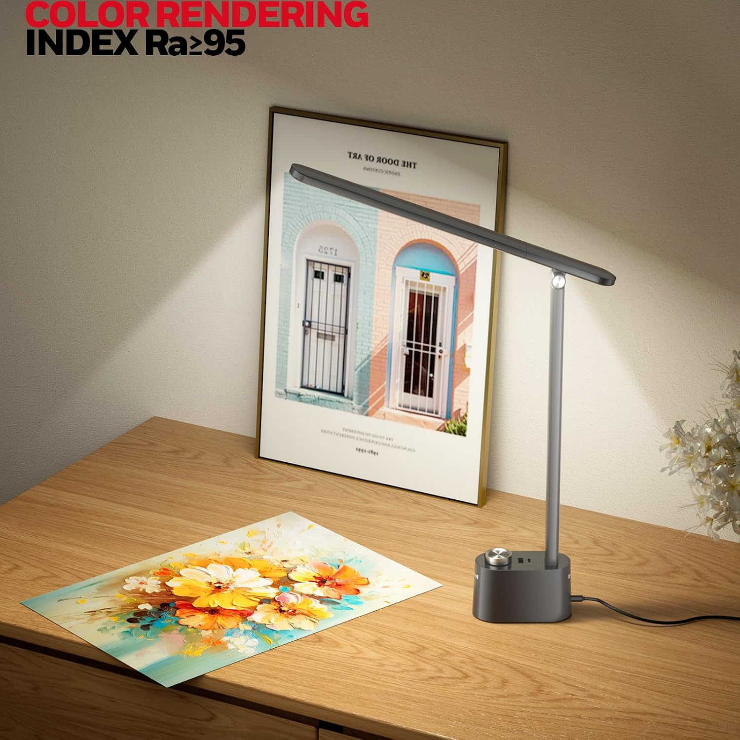 Honeywell Upgraded LED Desk Lamp - H01 Pro SunturaluxTM Foldable Desk Light with USB A+C Charging Ports, 3 Color Modes Dimmable Table Lamp…