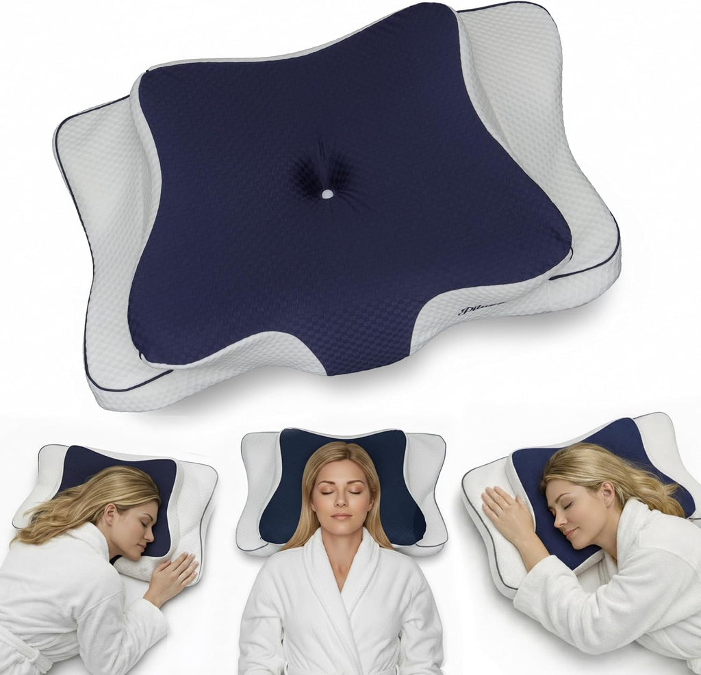 piluxx Cervical Neck Pillow for Sleeping – Cooling Memory Foam Cervical Pillow for Side Sleepers and Back Sleepers – Contour Ergonom…