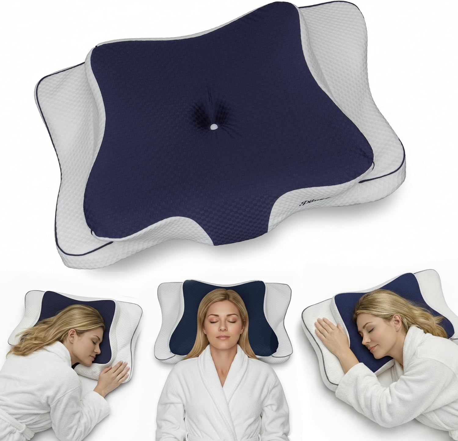 piluxx Cervical Neck Pillow for Sleeping – Cooling Memory Foam Cervical Pillow for Side Sleepers and Back Sleepers – Contour Ergonom…