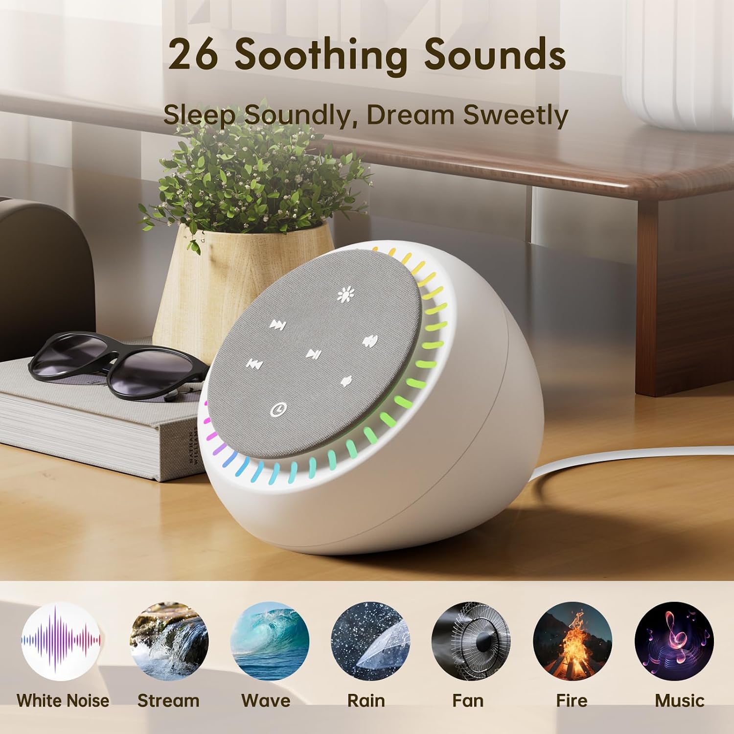 DreamSky Sound Machine for Sleep, White Noise for Sleeping Adults & Baby, Brown Noise Fan for Office Privacy & Noise Canceling, 26 Sounds…