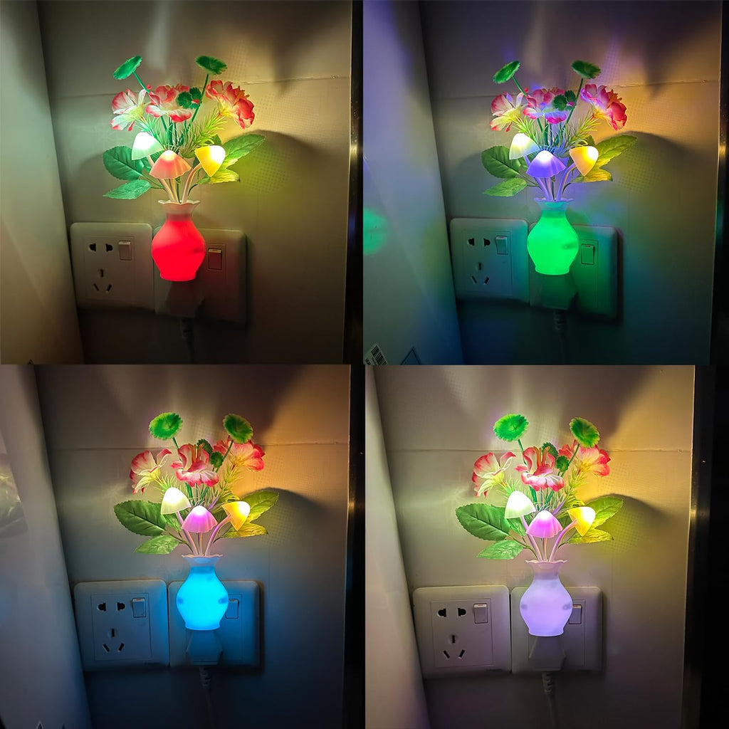 Sensor LED Night Light, Color Changing Flower Night Light Plug-in Wall Based Mushroom Lamp, Gift for Kids Adults, Cute Flower Nursery…