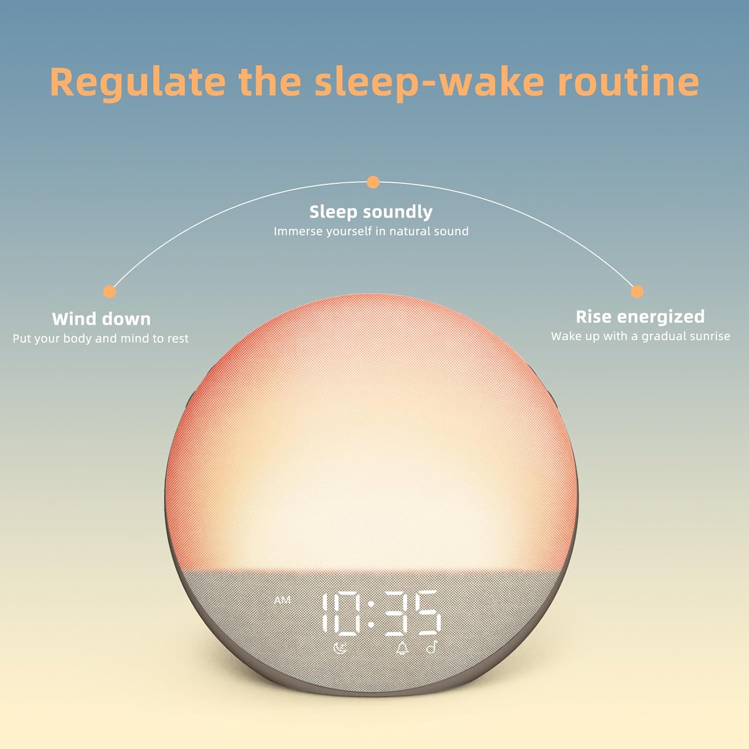 Odokee Sunrise Alarm Clock White Noise Machine: Natural Wake Up Light - Dimmable Clock with Bluetooth Speaker for Bedroom - 25 Sleep…