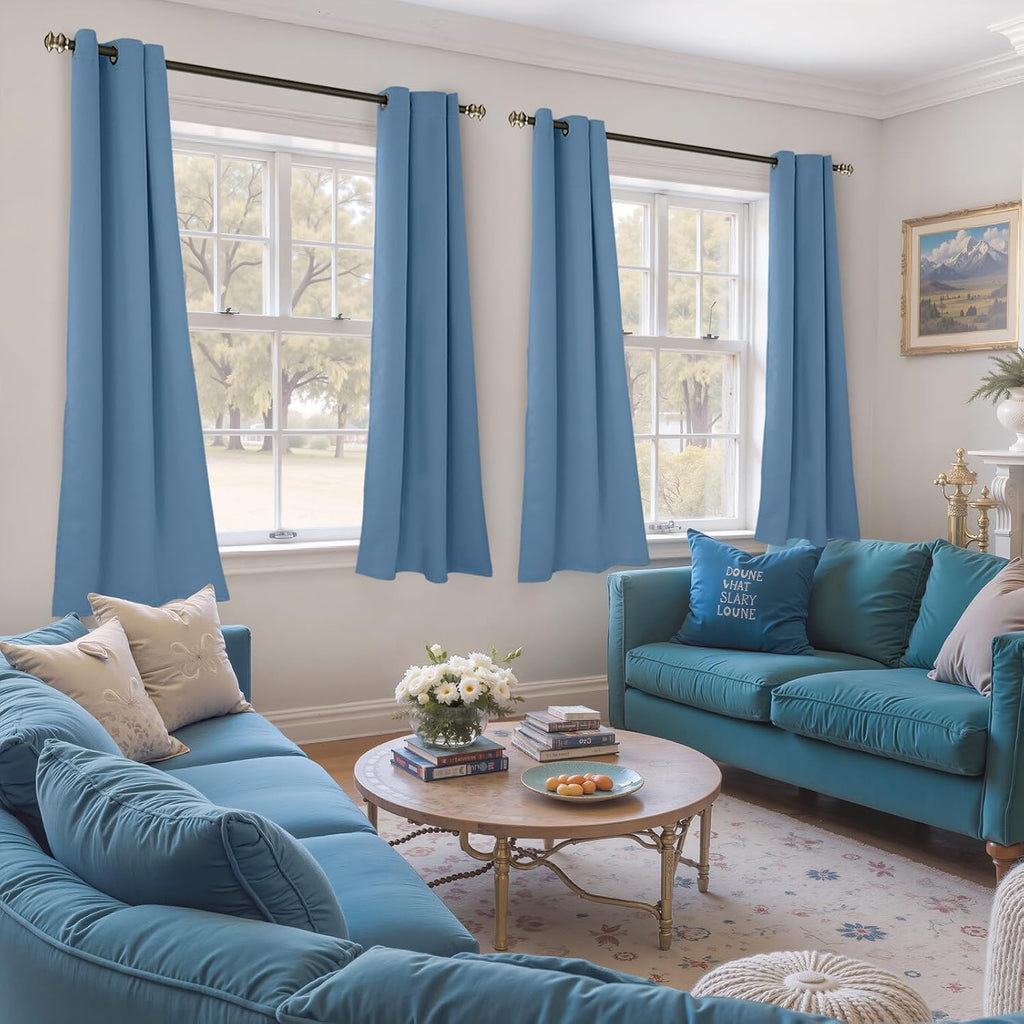 YoungsTex Blue Blackout Curtains 54 Inch Length for Bedroom - Room Darkening Drapes with Grommet Privacy for Living Room Window, 2 Panels,…