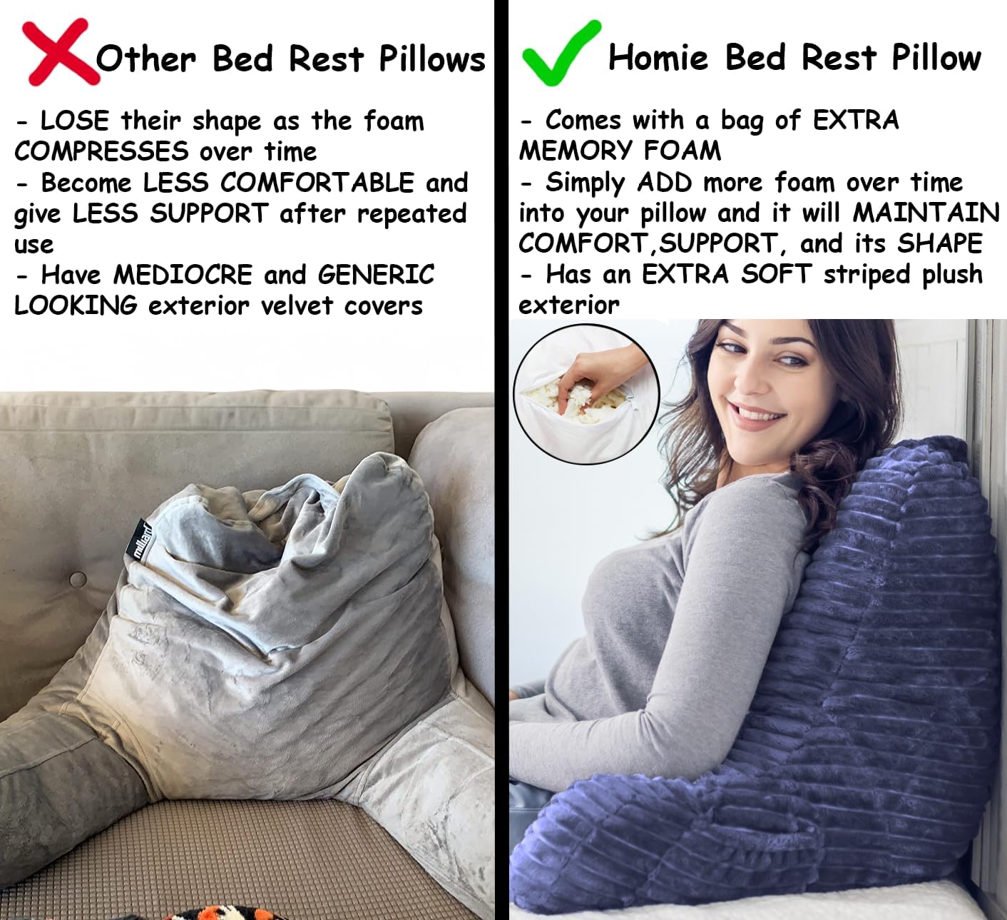 Homie Reading Pillow with Reading Light and Wrist Support, Has Arm Rests, and Back Support for Bed Rest, Lounging, Reading, Working on…