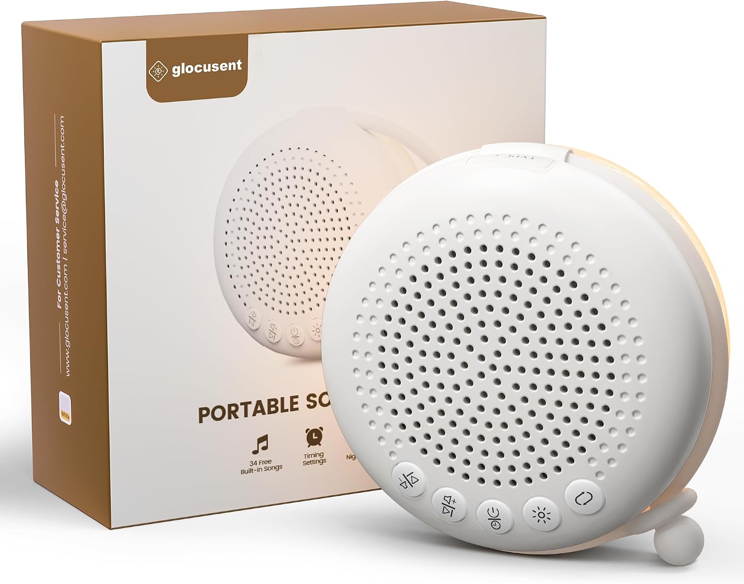 Glocusent 3-in-1 Portable Baby Sound Machine, White Noise Machine for Sleeping, Night Light & Phone Connected Speaker 34 Sounds Timing Func…