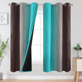 Estelartextiler Estelar Textiler Brown and Teal Ombre Blackout Curtains 72 Inches Length for Bedroom, Thermal Insulated Light Blocking Grom…