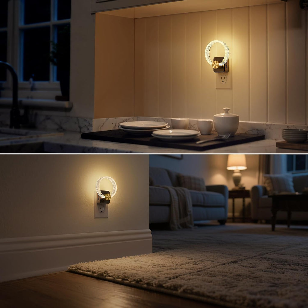 DORESshop LED Night Lights Plug Into Wall,[2 Pack]Acrylic Decorative Night Light with Dusk-to-Dawn Sensor, Dimmable Nightlights…