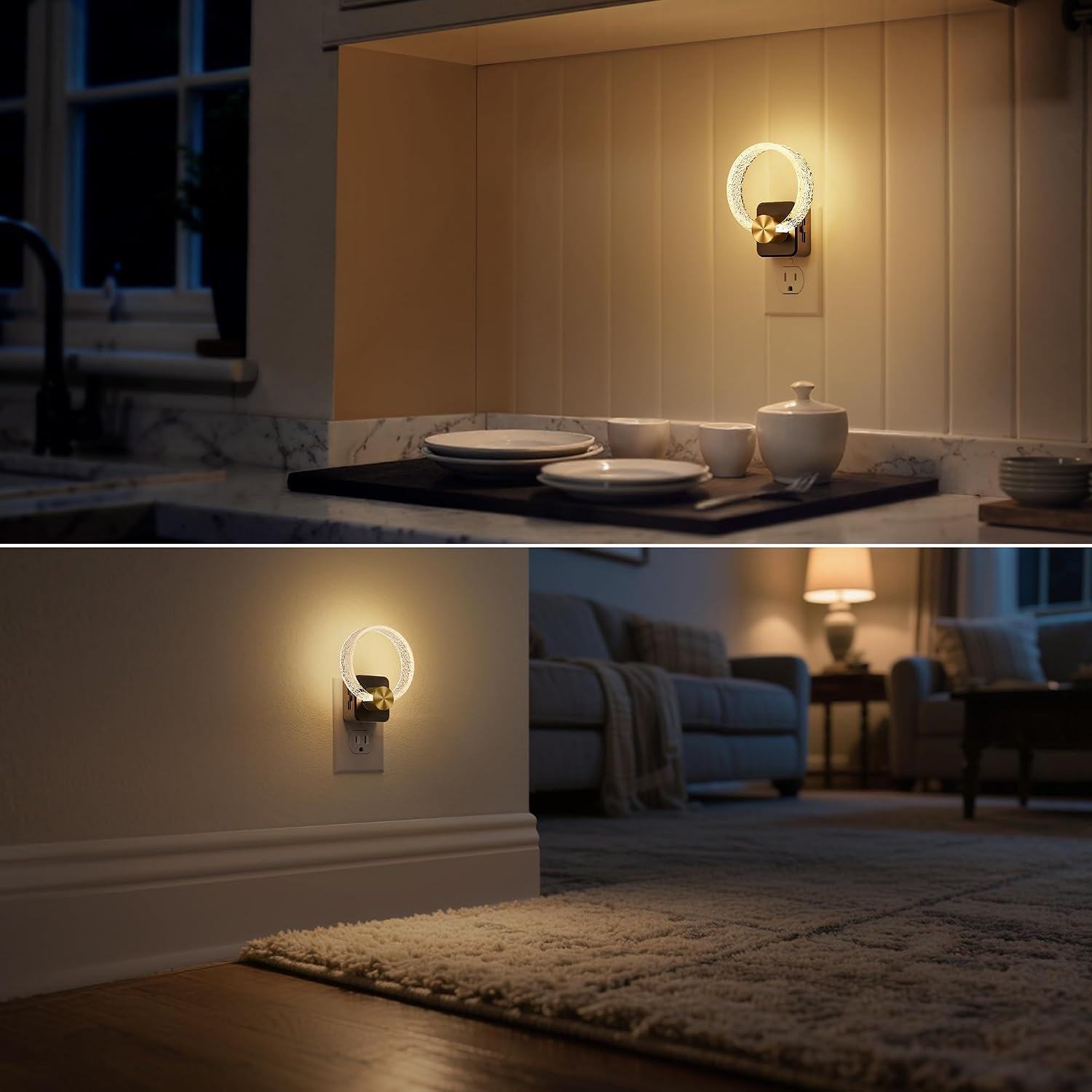 DORESshop LED Night Lights Plug Into Wall, Acrylic Decorative Night Light with Dusk-to-Dawn Sensor, Dimmable Nightlights, Adjustable…