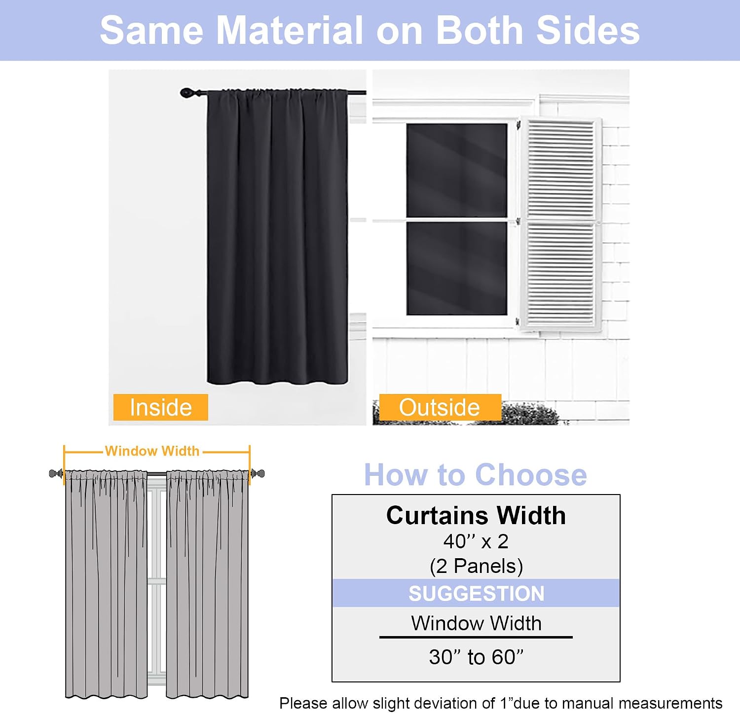 Simplebrand Ava Halloween Black Blackout Curtains for Bedroom 90 Inches Long 2 Panels Set, Solid Privacy Energy Saving Living Room Window T…