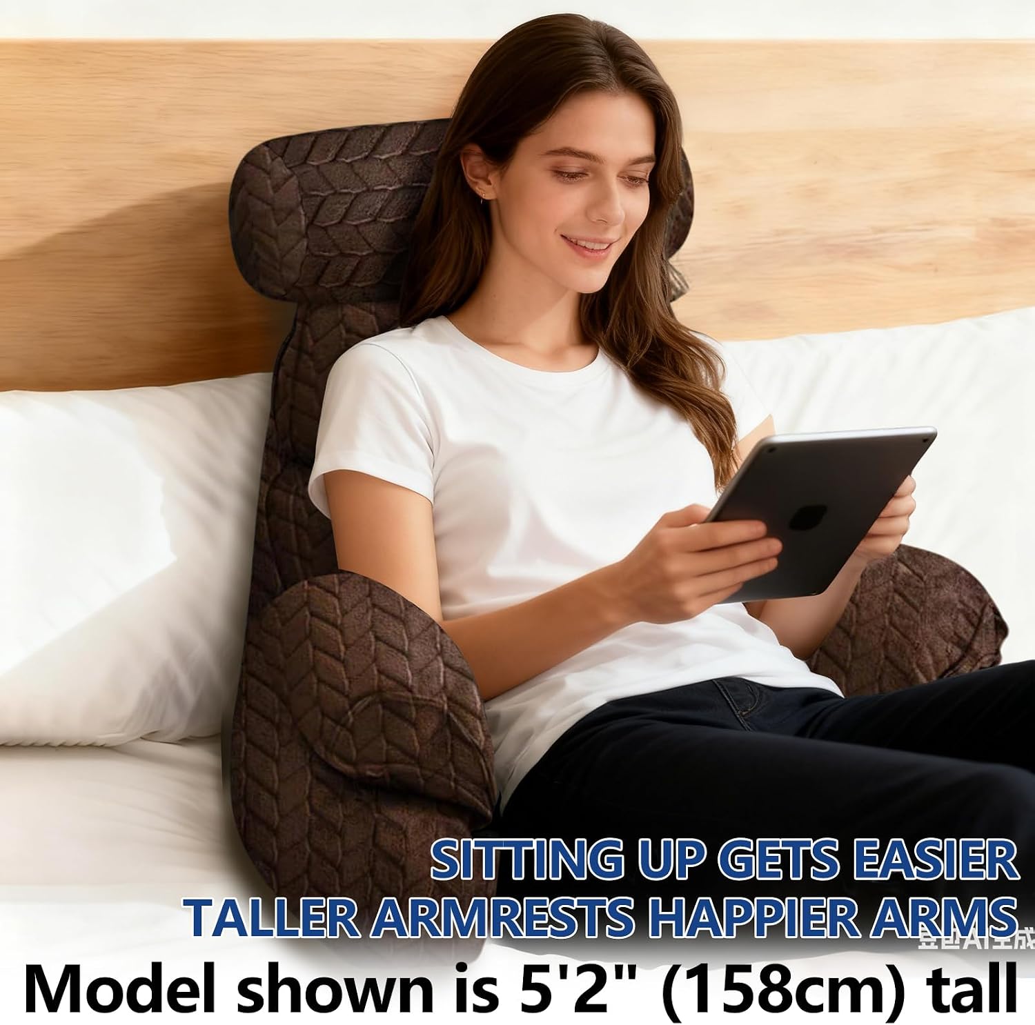 FXXUDVNIIN Back Pillow for Bed Sitting up – with 9.4" Armrest, for Reading, Gaming, Relaxing. Also Serves as tv Pillows for Sitting in…