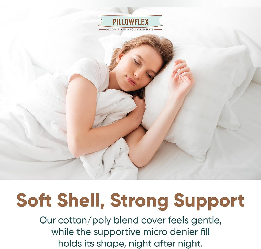 Pillowflex Synthetic Down Sleeping Pillows - Queen Size - Medium Firmness for Back, Side & Stomach Sleepers - Ideal for Queen Size Beds - C…