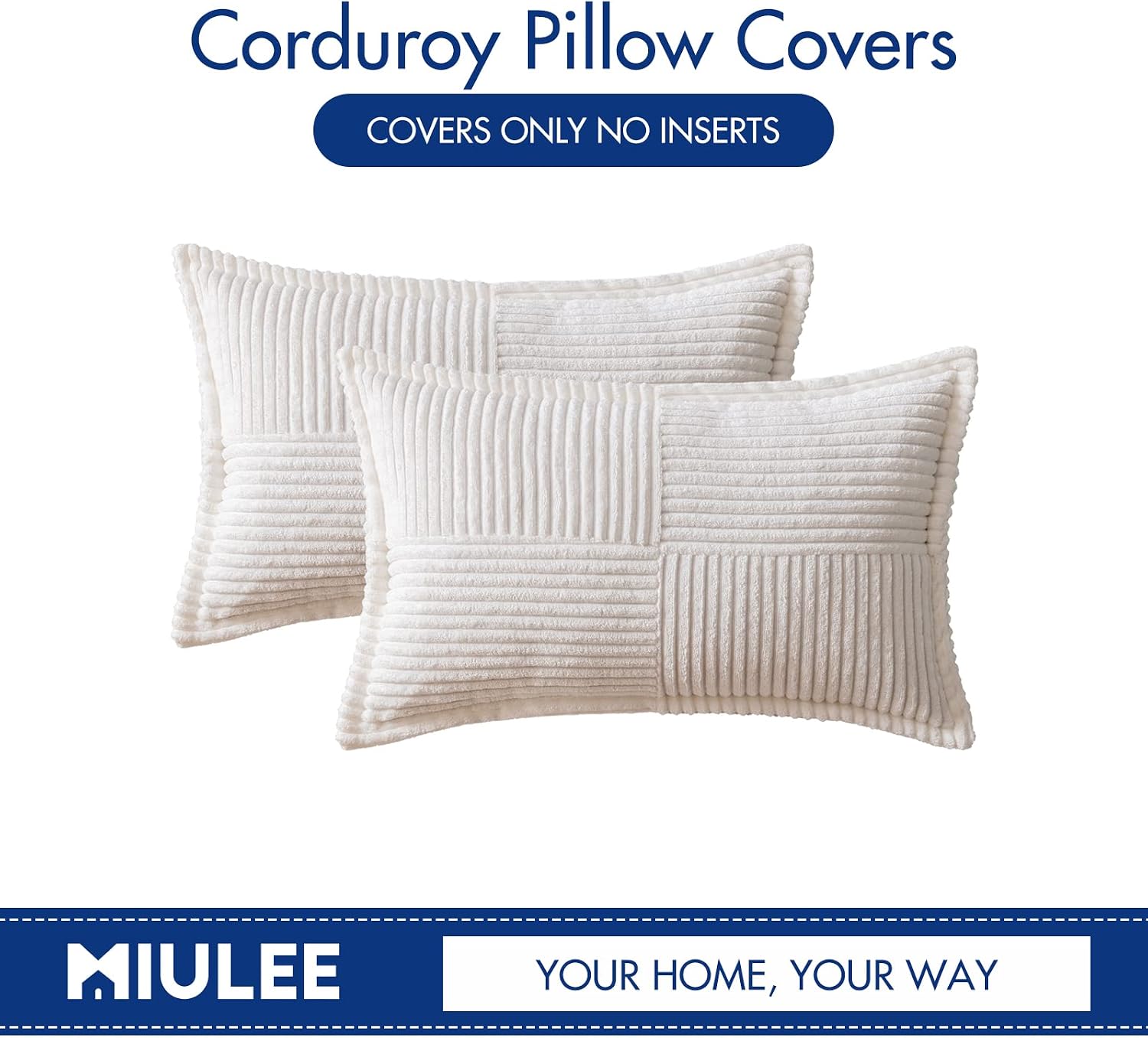 MIULEE Decorative Lumbar Throw Pillow Covers for Couch Bed Livingroom 12x20 Inch Set of 2 White Boho Accent Throw Pllows Broadside…