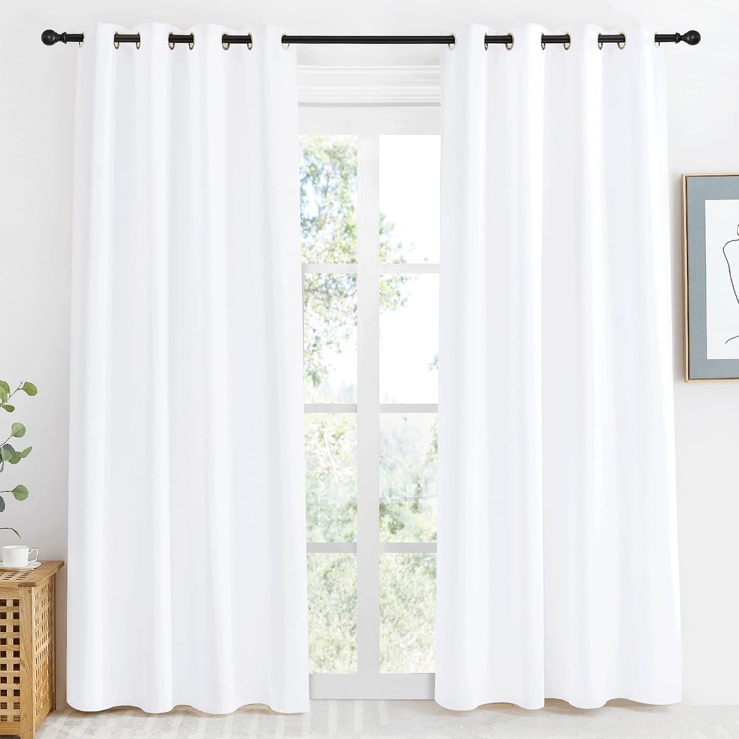 NICETOWN Room Darkening Window Treatment Curtain, Pure White, Single Panel, 55 by 86, Energy Smart Thermal Insulated Block Out Sunlight…