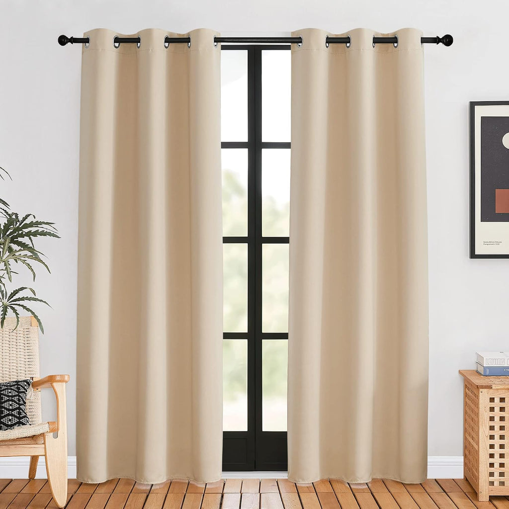NICETOWN Room Darkening Draperies Window Curtain Panels, Biscotti Beige, 2 Panels, W42 x L80 -inch, Thermal Insulated Grommet Room…