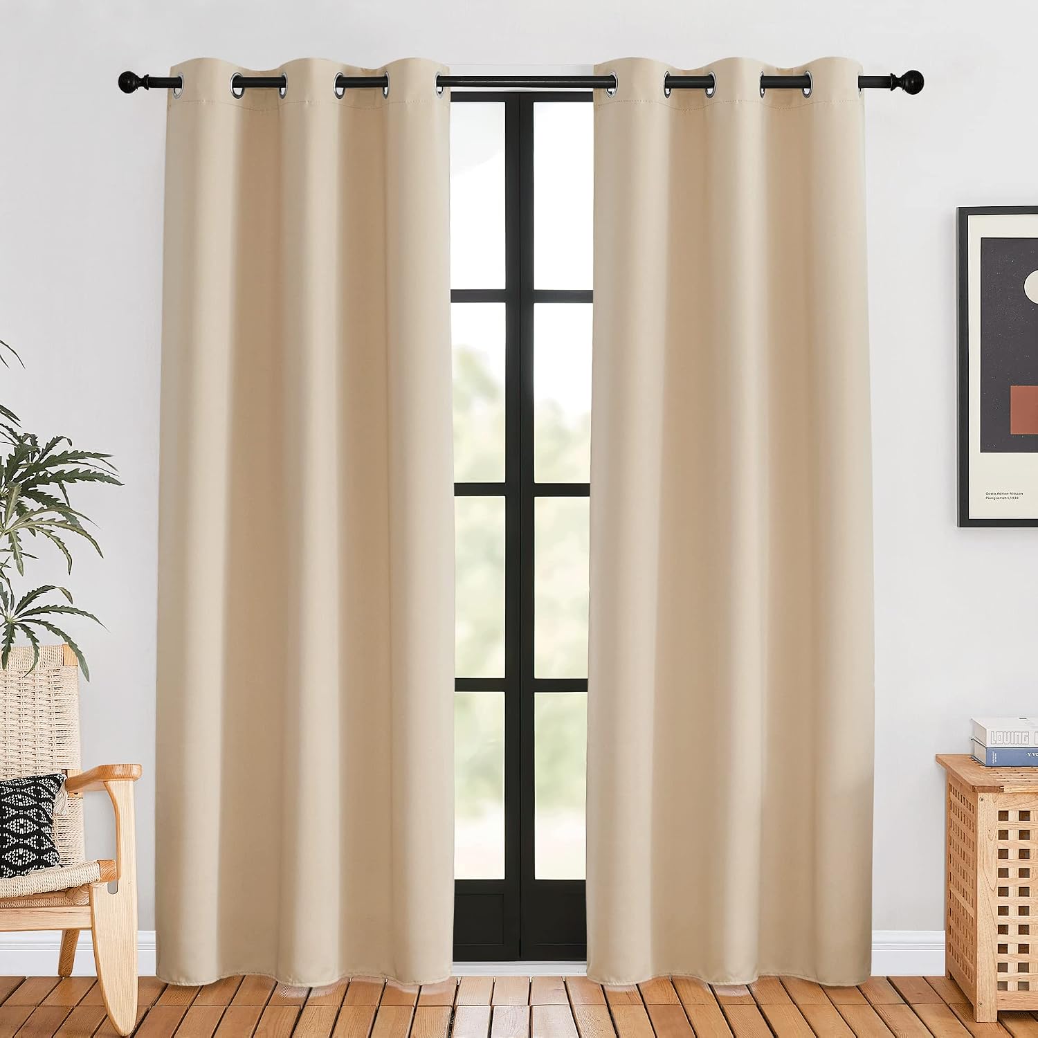 NICETOWN Room Darkening Draperies Window Curtain Panels, Biscotti Beige, 2 Panels, W42 x L80 -inch, Thermal Insulated Grommet Room…