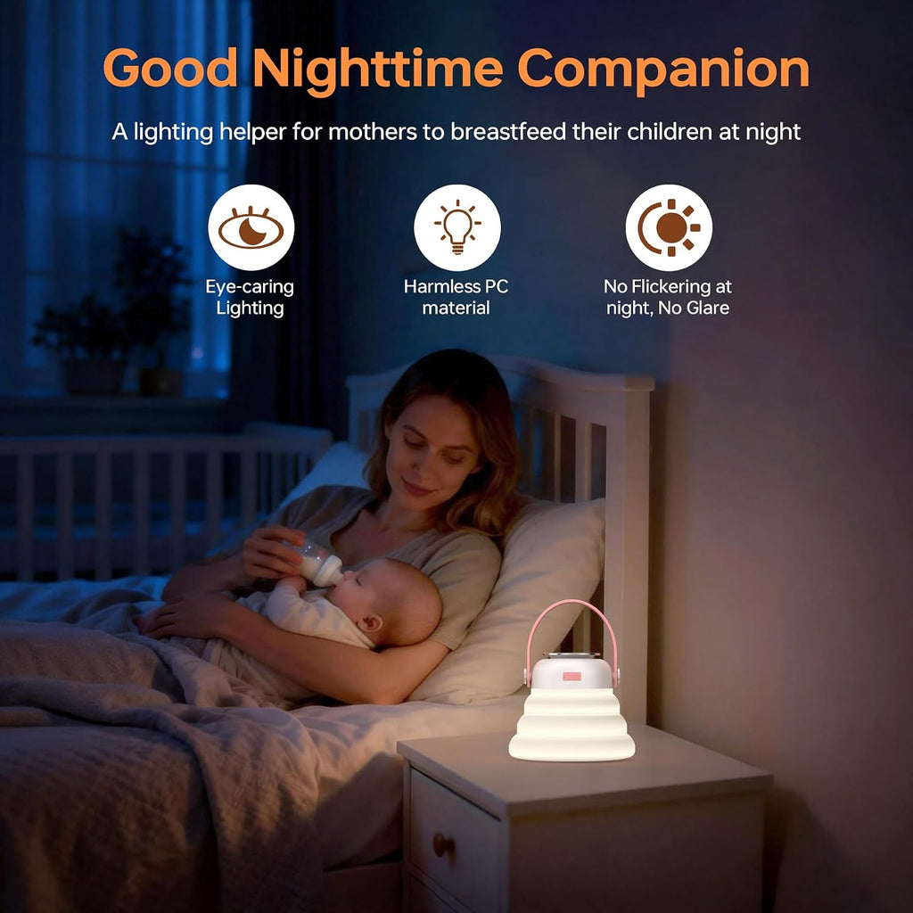 Wapentake® Baby Night Light, Featuring 12 Color Options and stepless dimming, Made of Soft Silicone, Foldable for Storage, and…