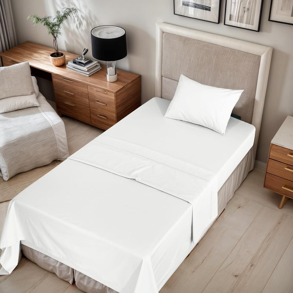 Ruvanti 100% Cotton Organic Percale Sheets Twin XL Size – Crisp Cooling Bed Sheets for Hot Sleepers, Deep Pocket 15”, Soft Peach Finish, Br…