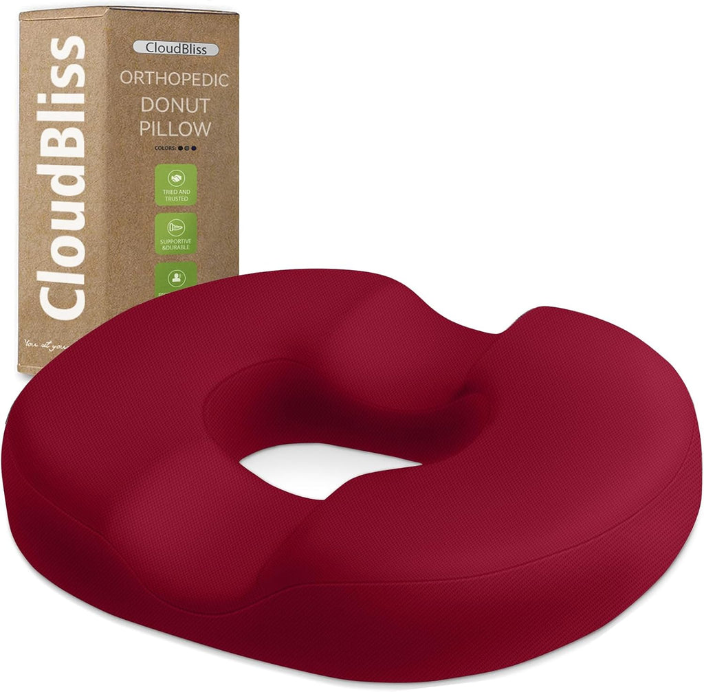 CloudBliss Donut Pillow Seat Cushion Chair Pad for Tailbone and Hemorrhoids, Memory Foam Seat Chair Cushion for Men and Women for Home & Of…