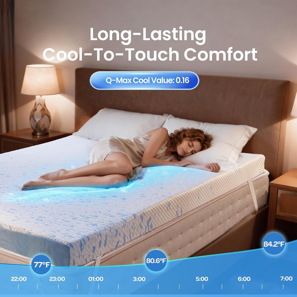 OhGeni 3 Inch Cooling Twin Size Gel Memory Foam Mattress Topper Pad, Soft Bed Cover with Anti-Slip Base & Zipper, Fits 6"-19" Mattresses…