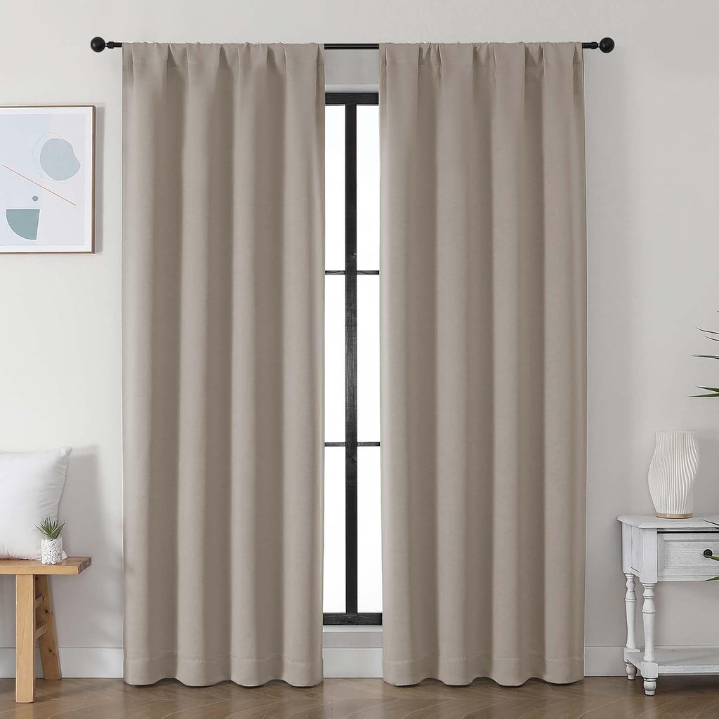 Simplebrand Ava Stone Blackout Curtains for Bedroom, 78 Inch Length, 2 Panels Set, Privacy Thermal Insulated Rod Pocket Window Curtains for…