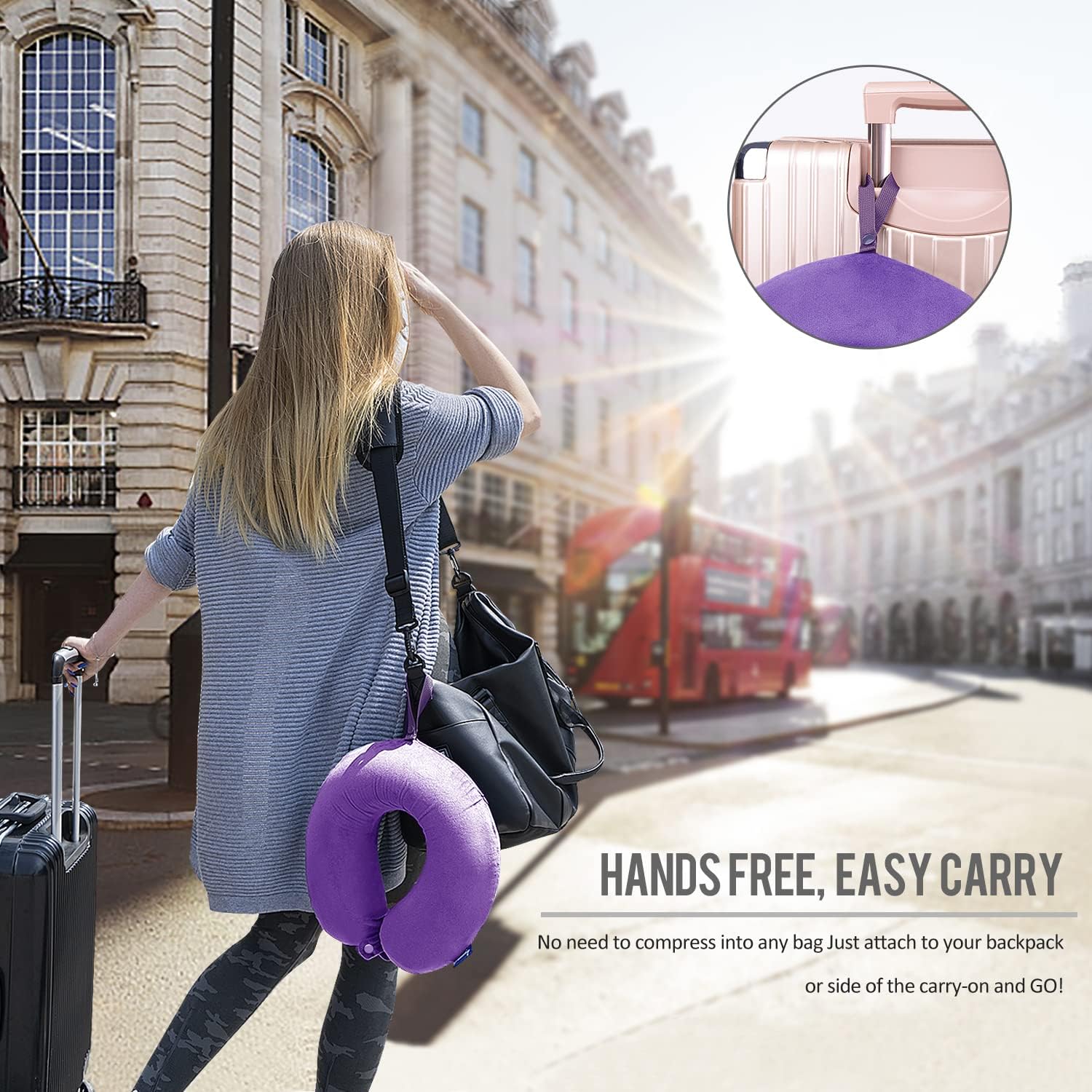 Fabuday Neck Pillow for Travel Memory Foam - Airplane Pillows for Sleeping with Attachable Snap Strap Soft Washable Cover, Flight Pillow fo…