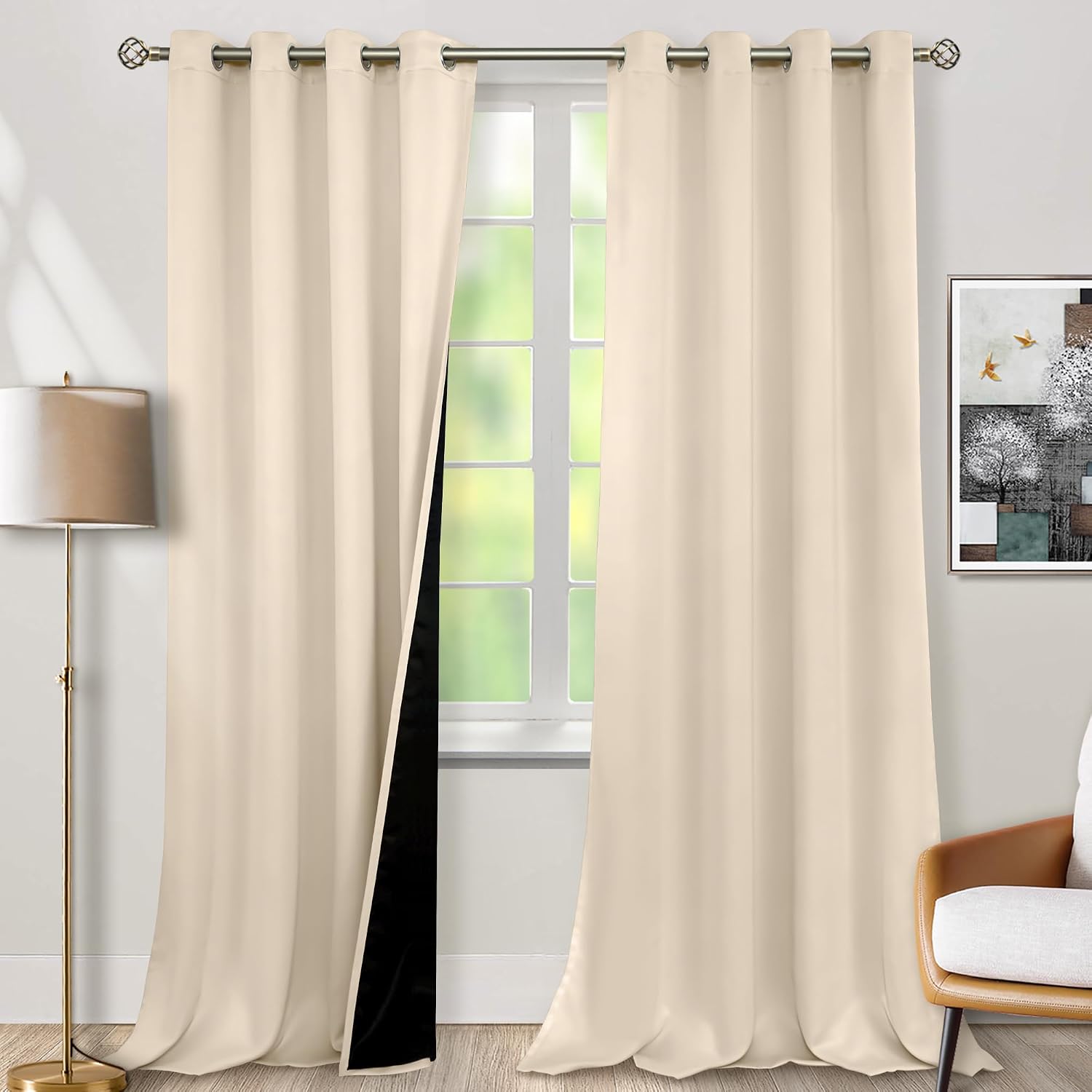 BGment Blackout Curtains 95 Inches Long 2 Panels Set for Living Room, Thermal Insulated 100% Light Blocking Curtains & Drapes, Grommet Soun…