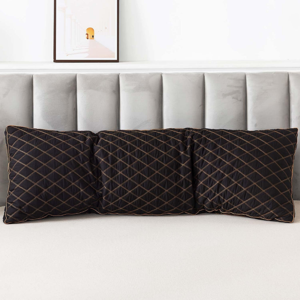 WhatsBedding Memory Foam Body Pillow for Adults, Long Pillow for Sleeping, Full Body Pillow for Bed - Black Quilted