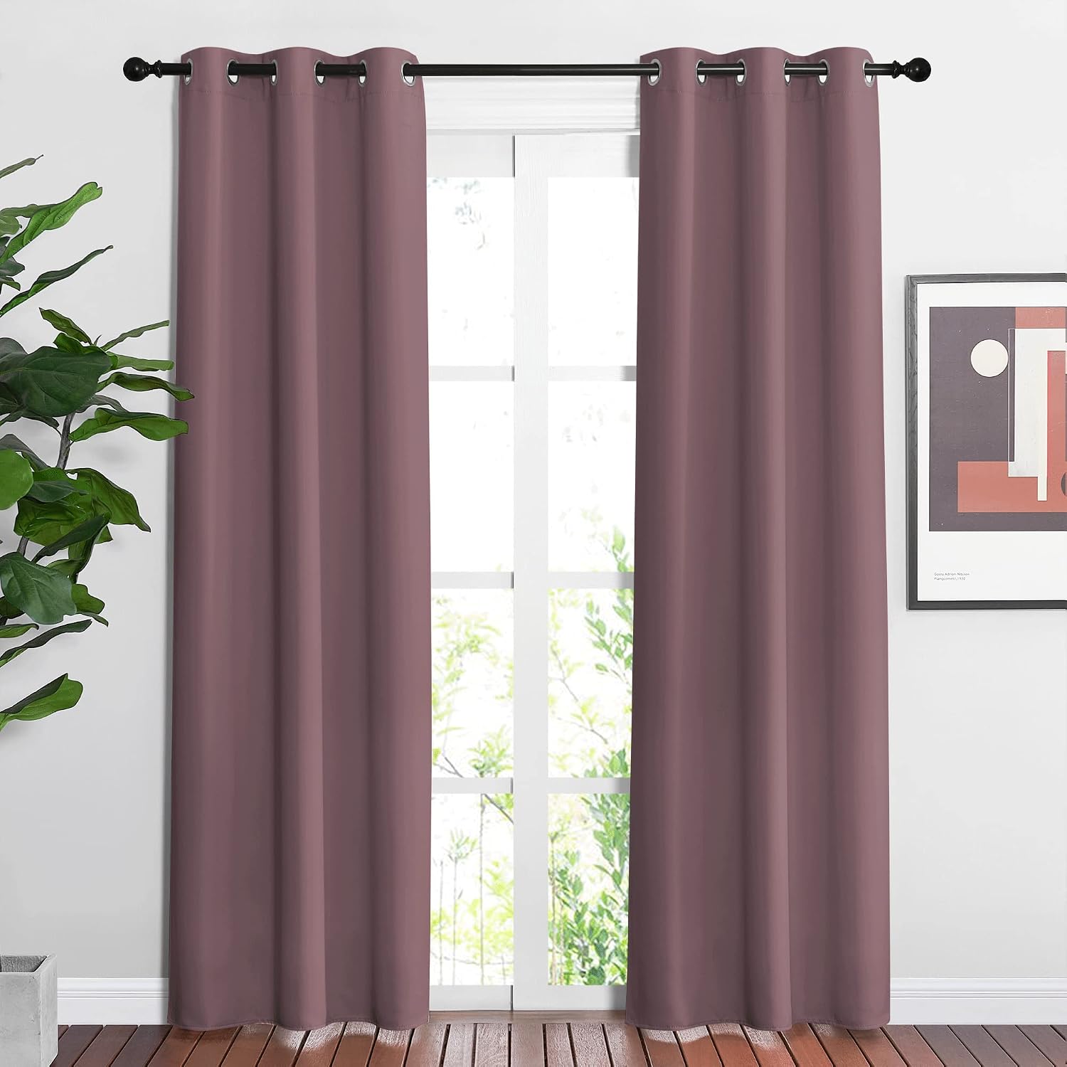 Nicetown Room Darkening Curtains 84 inches Length for Living Room - Solid Thermal Insulated Grommet Light Blocking Vertical Drapes Window T…